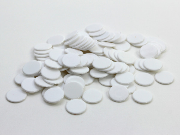Spielchips Weiss, aus Plastik, 15 mm, ca. 100 Stück