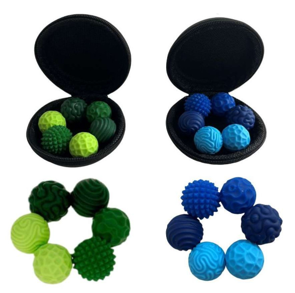 FidgNetics - magnetische Sensorik-Kugeln - Set mit 6 Stück (grün-blau)