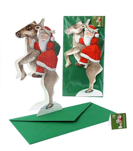 3D Faltkarte - Nikolaus und Rentier