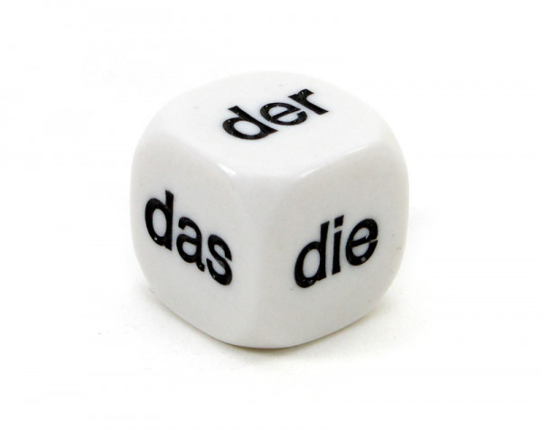 Würfel mit den deutschen Artikeln: der, die, das