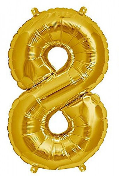 Folien-Ballon 35cm, gold, Ziffer 8