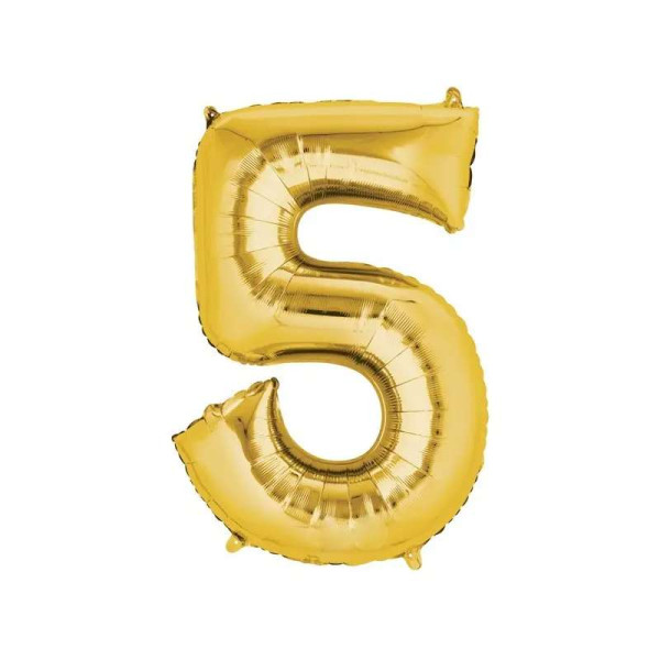 Folienballon Gold - Zahl 5 - Grösse 86 cm