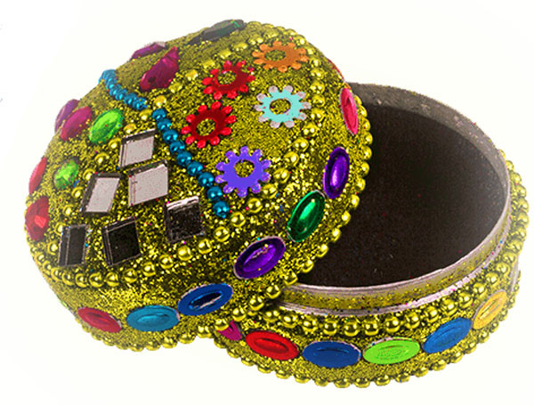 Bunte Schmuckdose, orientalisches Design, ca 4.5cm