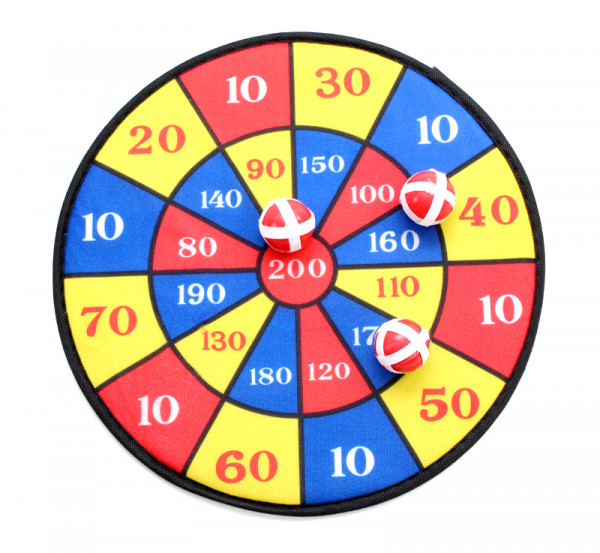 Kinder Dart - Klett Dartscheibe mit 3 Klettbällen