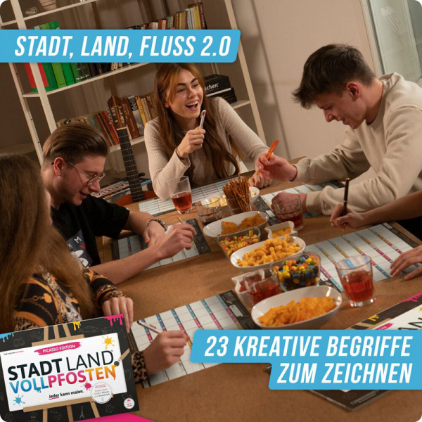 Stadt Land Vollpfosten - Picasso Edition - Spielblock A3