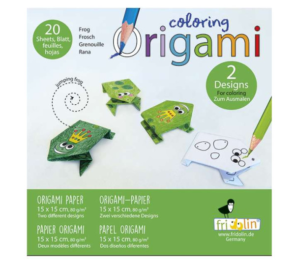 Origami Set zum Ausmalen - Frösche