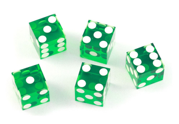 Casino Würfel grün - 5er Set