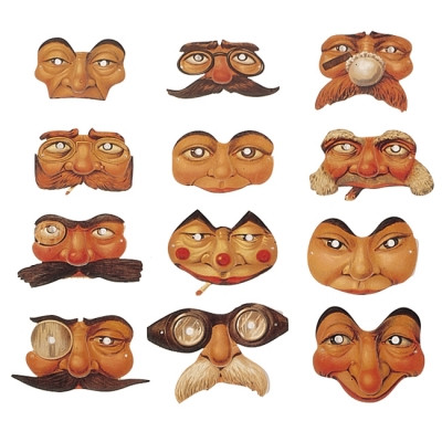 Halbmasken klein, Papier, Preis für 1Stk