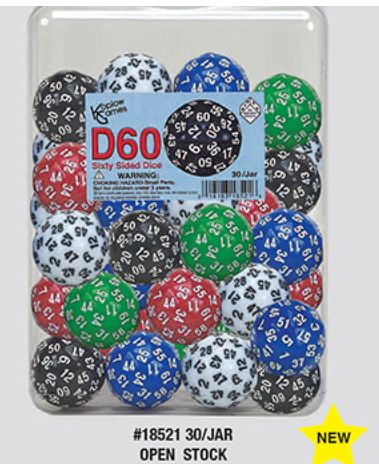 Spielwürfel mit 60 Flächen - Opaque