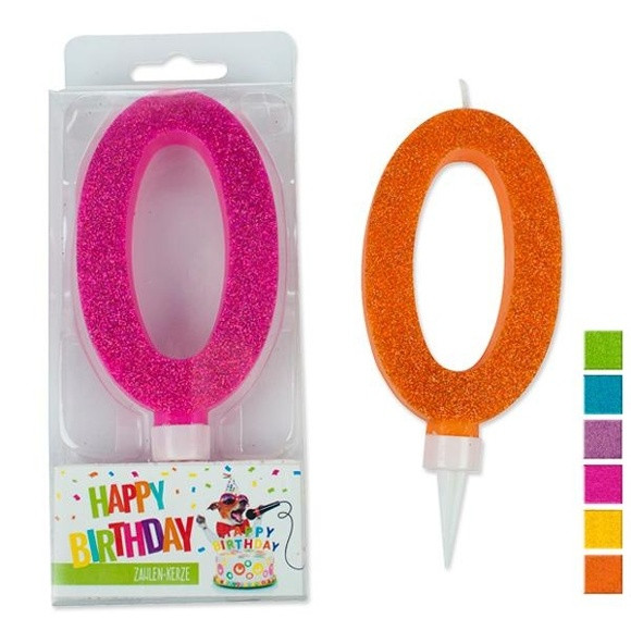 Glitter Maxi Zahlenkerzen - Ziffer 0