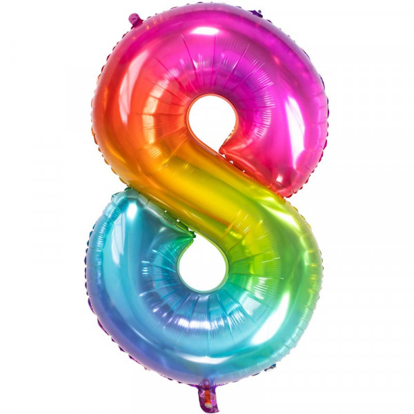 Folienballon Rainbow Zahl 8 - Grösse 81 cm