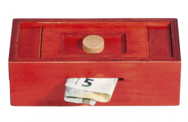 Trick-Box für Geldgeschenke, rot, mit Knopf