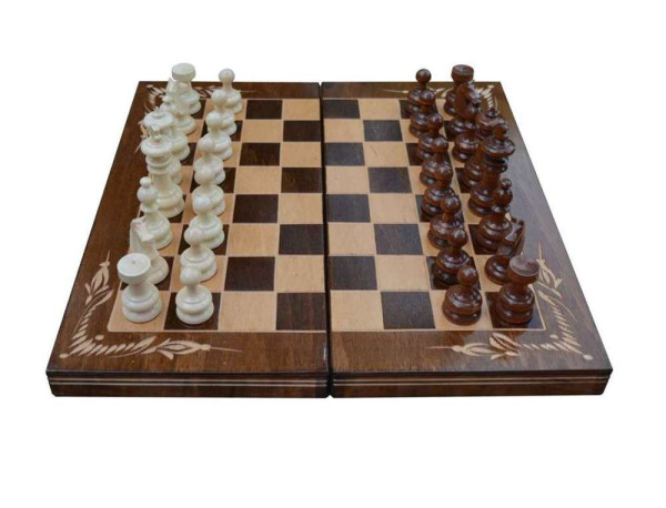 Schachkassette mit Backgammon - braun - Grösse M