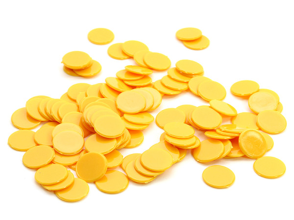Spielchips Gelb, aus Plastik, 15 mm, ca. 100 Stück