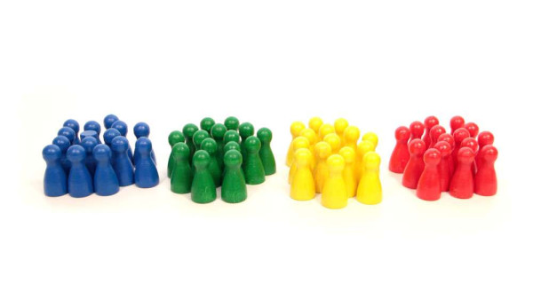 Spielfiguren Set aus Holz - 4 farben, 60Stk