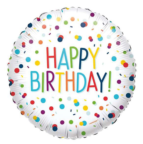 Happy birthday - Folienballon 45cm - bunte Konfetti