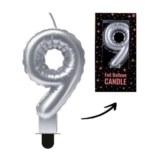Geburtstagskerze in Form eines Zahlen-Ballons - Ziffer 9