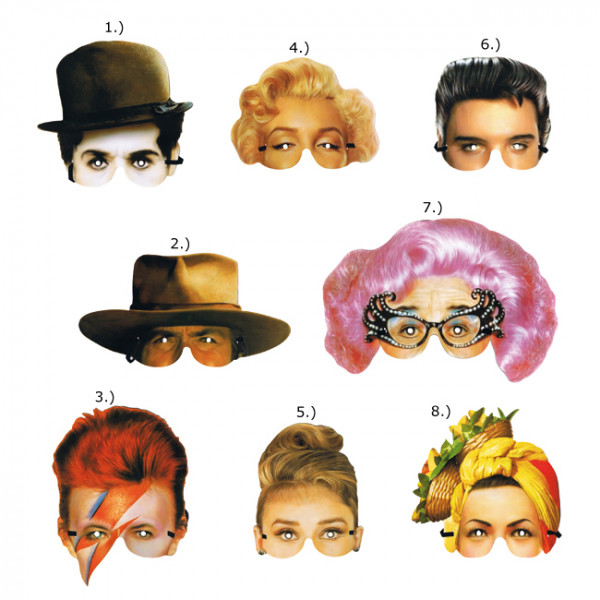 Karton Maske - Famous Faces 20th century - Preis für 1Stk