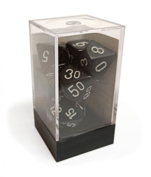 Opaque Polyhedral 7-er Set - Schwarz/Weiss