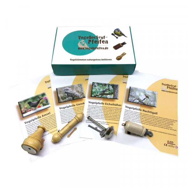 Vogelpfeifen Geschenk Set No.2 mit 4 Vogelstimmen