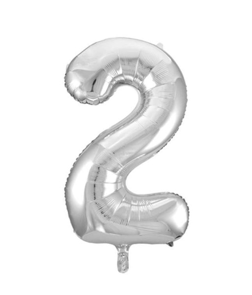Folienballon Silber - Zahl 2 - Grösse 86cm