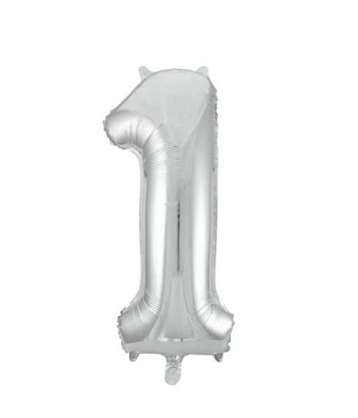 Folienballon Silber - Zahl 1 - Grösse 86cm