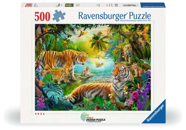 Puzzle - Tiger Family in the Oasis - 500 Teile