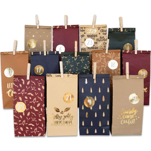 Adventskalender-Tüten - bedruckt, gold