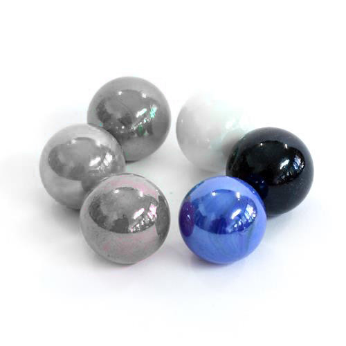 Glasmurmel 22-25mm - Perlmutt - blau