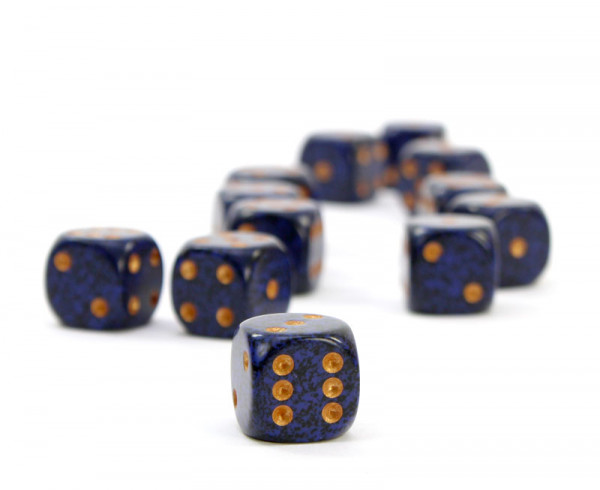 Sparkled Dice - Golden Cobalt16mm (Set mit 12 Würfeln)