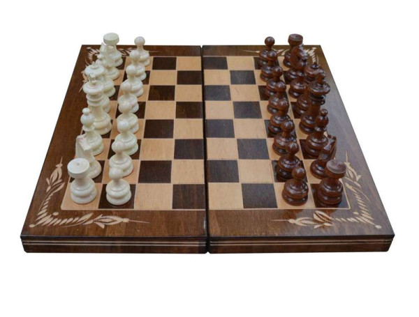 Schachkassette mit Backgammon - braun - Grösse L