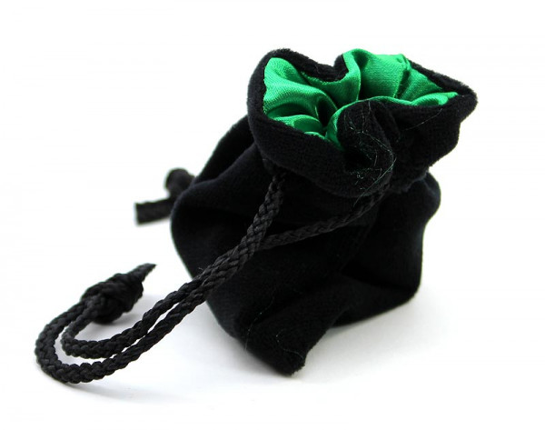 Würfelbeutel aus Samt, schwarz grün