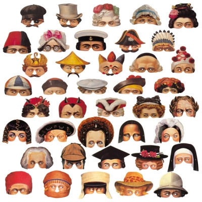 Halbmaske aus Papier - zufällige - Preis für 1Stk