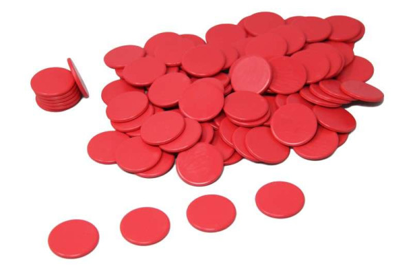 Spielchips rot aus RE-Plastic, 25 mm, 100 Stück