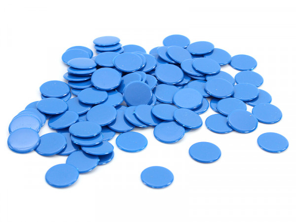 Spielchips Blau, aus Plastik, 15 mm, ca. 100 Stück