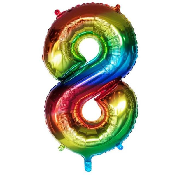 Zahlenballon 8 - 86cm - Rainbow