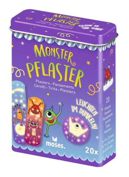 Nachleuchtende Pflaster Monster - in Metallbox