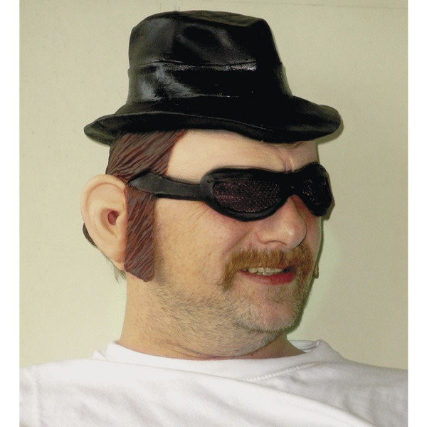 Latex Maske im Blues Brothers Look - Blues Man Maske
