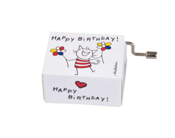 Spieluhr mit Kurbel Katze - Happy Birthday