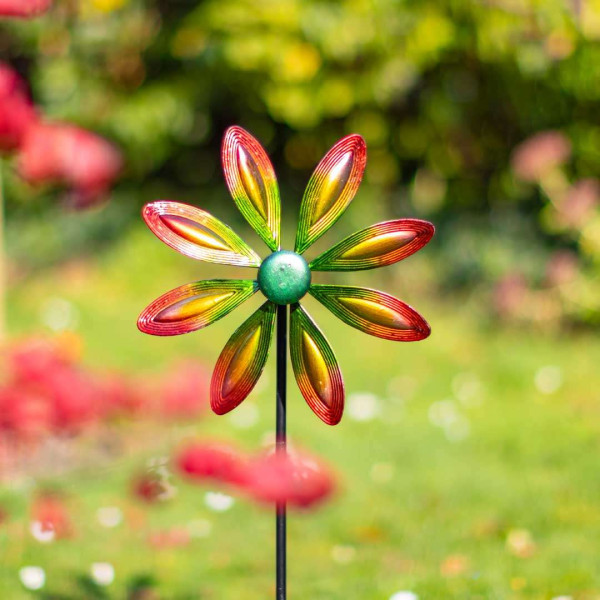 Metall Windspiel - Einzelne Blume - multi-color