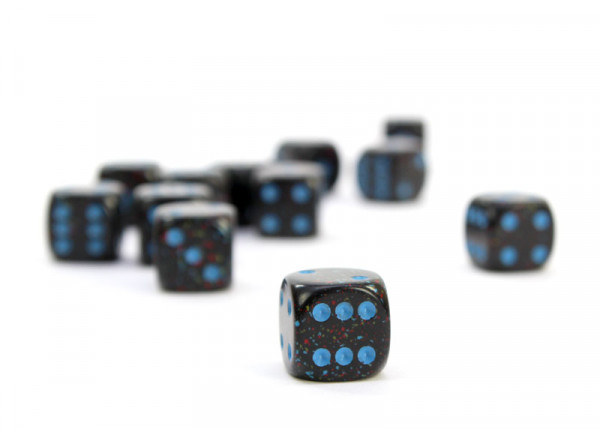 Sparkled Dice - Blue Stars16mm (Set mit 12 Würfeln)