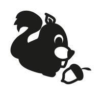 Ministempel Eichhörnchen mit Eichel