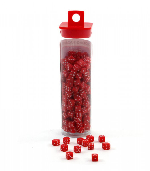 Miniatur Würfel 5mm - rot - Röhrchen mit 200 Würfeln