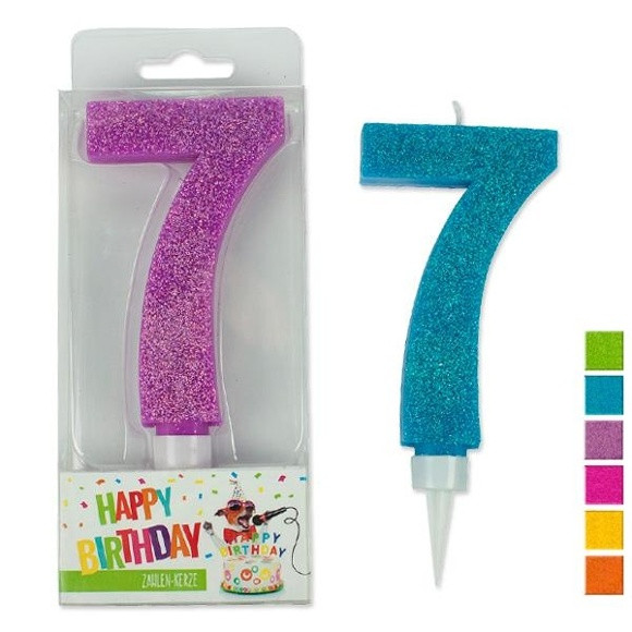 Glitter Maxi Zahlenkerzen - Ziffer 7