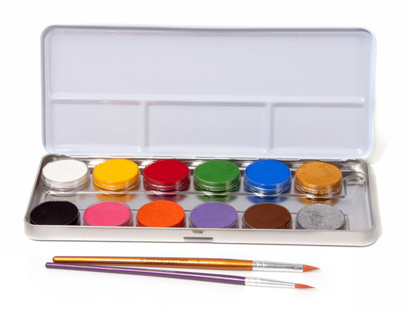 Eulenspiegel Profi-Schminkkasten 12er Palette Blech