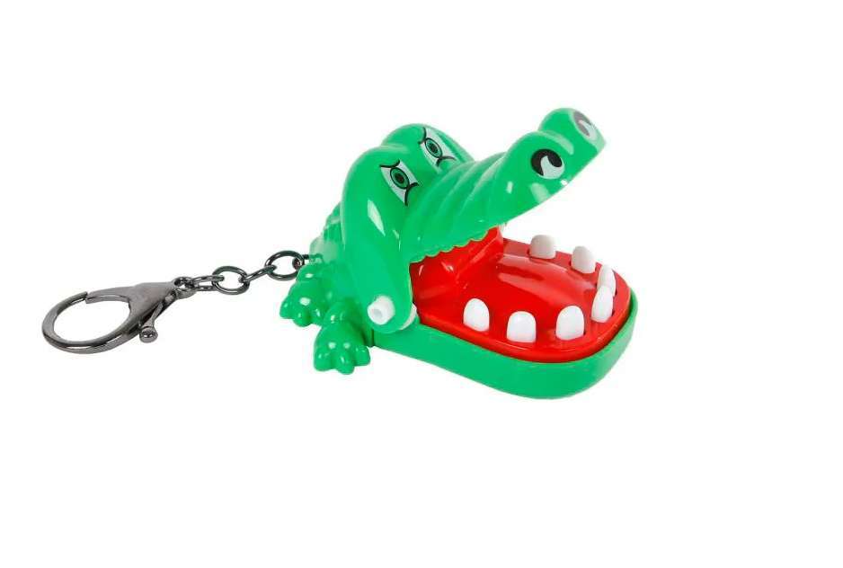 [49328] Schlüsselanhänger beissendes Krokodil grün - 7cm