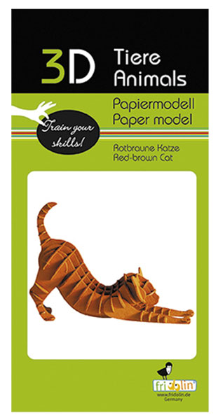 3D Papiermodell - Katze rotbraun